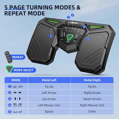 LEKATO Wireless Bluetooth Page Turner Pedal, Page Turner for ipad Android HarmonyOS IOS Phones, Sheet Music Foot Pedal with USB-C Charging Support image 5