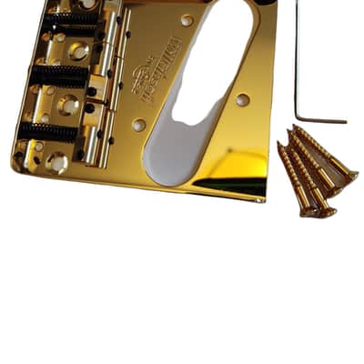 WILKINSON Gold Telecaster Ashtray Bridge with WTB Compensated Brass Saddles image 4
