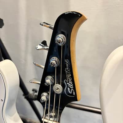 Red Silvertone Precision Bass Plays and Sounds good! image 3