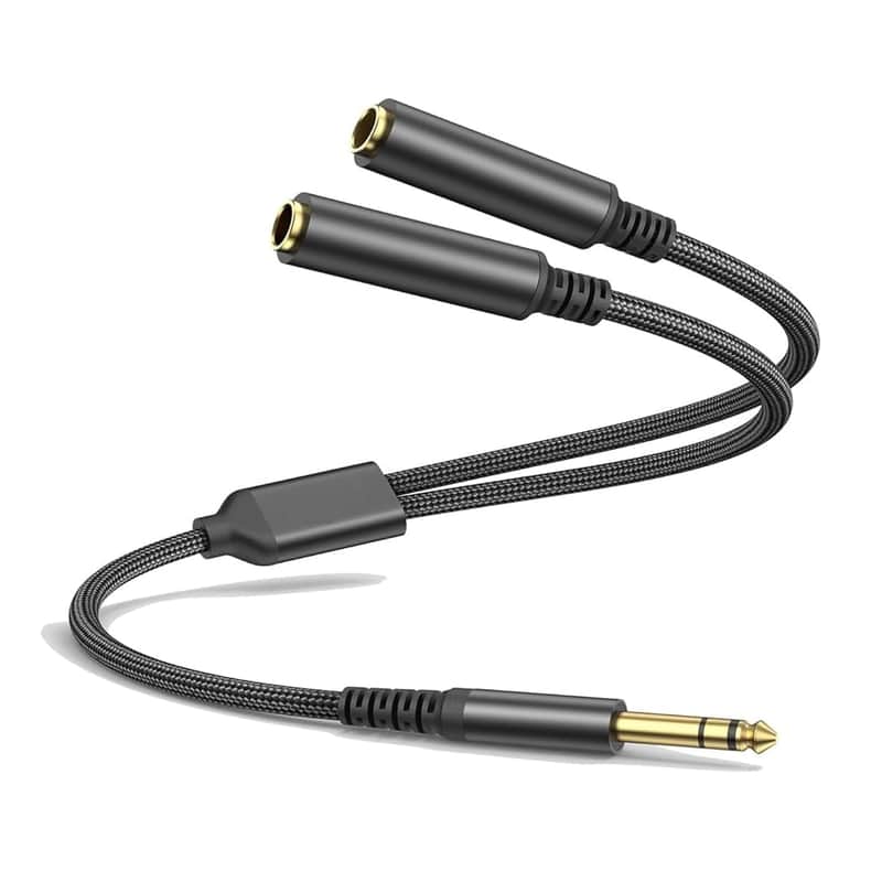 1/4 TRS Stereo Audio Cable for Guitar or Mixer with Jack Output, 1 FT, 1 Pack, Black, Splitter Y Adapter, 6.35mm Male to Dual 6.35mm Female Jack Cable image 1