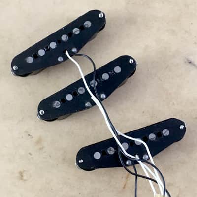1989 Vintage Fender Japan MIJ Strat Pickup Set Relic Wiring Harness Pots Black Bobbins Post JV Era image 9
