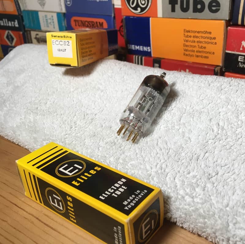 1x NOS ChromePlate GoldPin Siemens ECC82 12AU7 by Ei Yugo (Grail Telefunken Tooling) ~ Detailed Rich Luminous Tone image 1