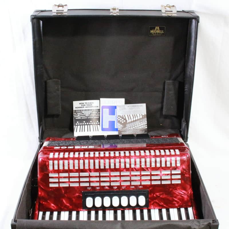 Hohner Student 120 Accordion in Red Pearloid w/ Case image 1