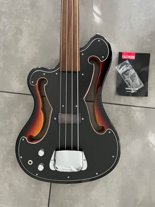 2022 Eastwood EUB-1 fretless Bass Left Handed Lefty sunburst *like new* image 1