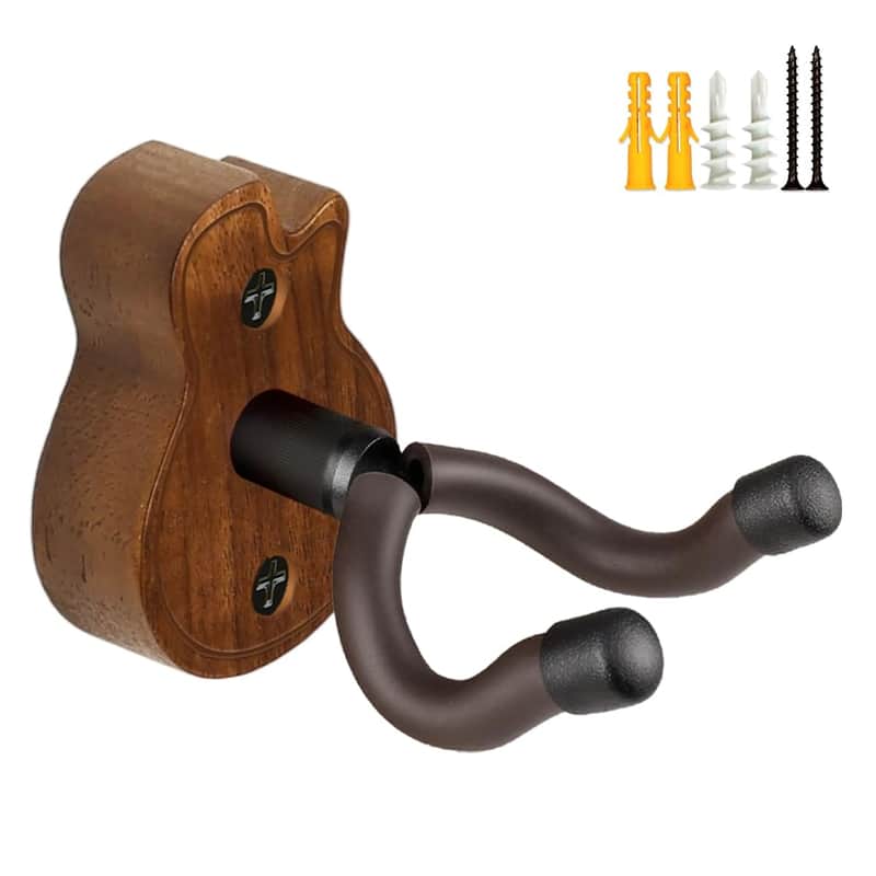 Guitar Wall Mount, Acacia Wood Guitar Hanger, U-Shaped Guitar Wall Hanger Mount, Guitar Holder Hook Stand Wall Mount Guitar Accessories For Acoustic, Electric Guitar, Banjo, Bass, Ukulele image 1