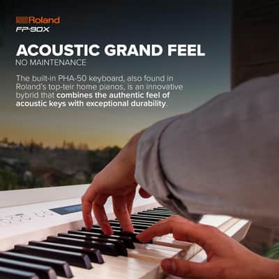 Roland FP-90X | Flagship Portable 88-Note Digital Piano | Immersive & Powerful 4 Speaker System | Distinctive Acoustic Tones & Deep Sound Shaping | Bluetooth & MIDI Connectivity | White image 2