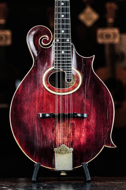 1919 Gibson F-4 refin dark mahogany sunburst image 1