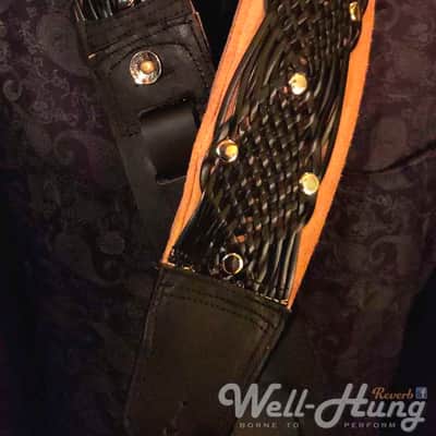 Well-Hung No Prisoners "Goliath" 3-1/2" wide MEGA padded Beastly leather guitar strap Bild 3