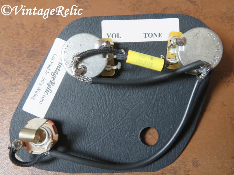 Les Paul LP Junior Pre-wired upgrade harness .022uF Mallory MUSTARD Cap fits vintage Gibson image 1
