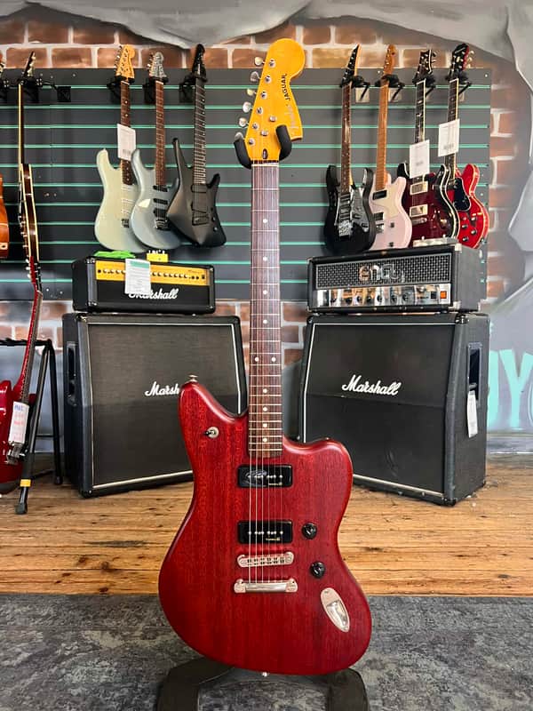 Fender Modern Player Jaguar Red Transparent 2014 Modified Electric Guitar