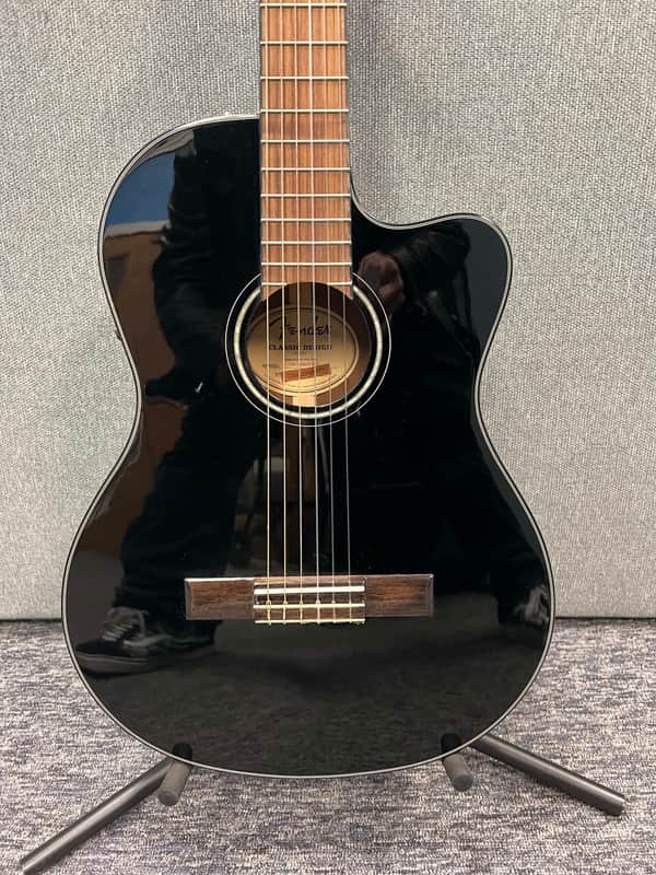 Fender CN-140SCE Classical Nylon String Acoustic-Electric Guitar - Gloss Black image 1