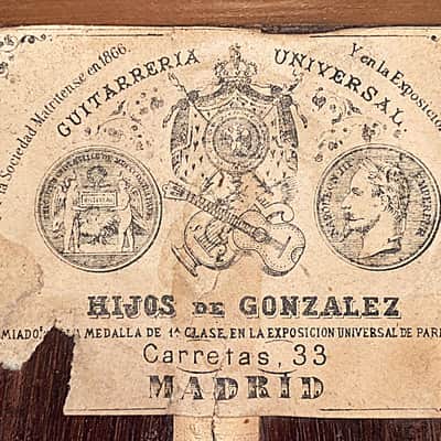 Hijos de Gonzalez ~1890 – classical guitar by one of the most important turn-of-the-century workshops like Arias, Torres, Ramirez - check video! image 15