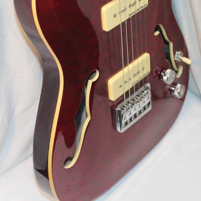 IYV ITF 400 Tele P90 Thinline Burl Top Dark Red in Hard Case image 7