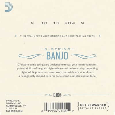 D'Addario EJ60 Nickel 5-String Banjo Strings, Light, 9-20 image 2