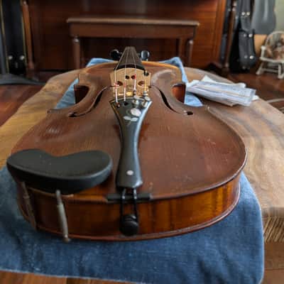 Revived Old German Flush-neck 4/4 Fiddle Good Antique Violin w/ Original Case & Vintage Brazilwood Bow w/ New HairUnlabeled 4/4 Fiddle 4/4 Violin 1890s image 6