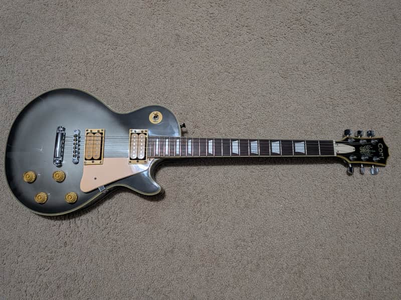Vintage Cort Les Paul 1980's - Silver Burst Guitar with Hard Case image 1