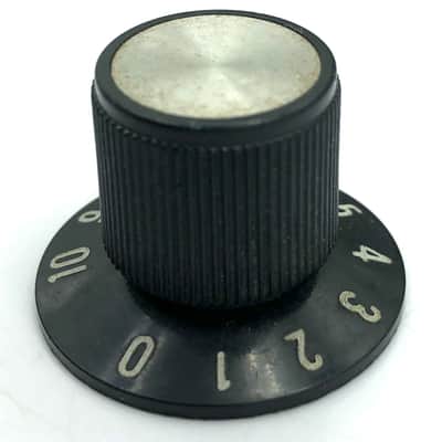 Vintage Skirted Large Reflector Knob 1960’s-80’s? Black/Aluminum image 3