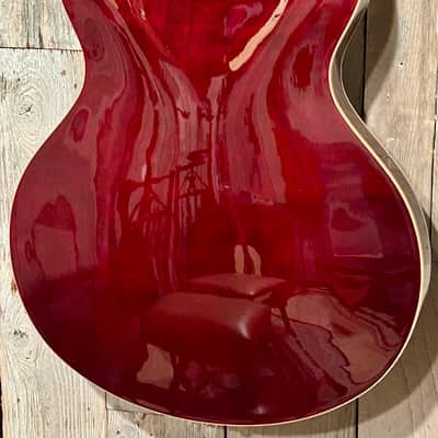 D'Angelico Premier DC Semi-Hollow Double Cutaway with Stairstep Tailpiece Trans Wine, Pro Setup Very Nice ! image 12