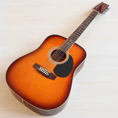Custom 12 String Acoustic Guitar in Sunburst Finish, Laminated Spruce Top Body, Mahogany Neck image 1
