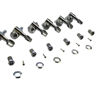 Jin Ho Locking Guitar Tuners Chrome 6 In-line Machine Heads Tuning Pegs 19:1 image 2