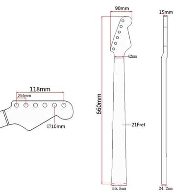 21 Fret Canadian Tiger Wood Electric Guitar Neck handle for Fender ST image 6