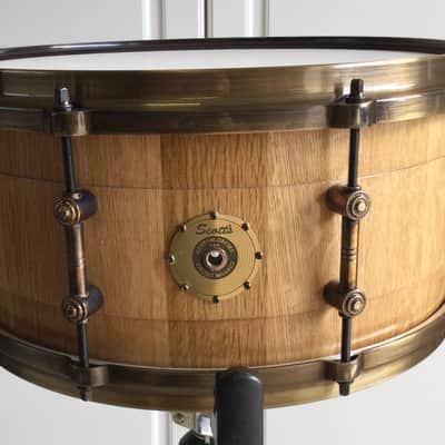 Scott’s Custom Drums 6 1/2”x14” oak stave snare drum 2024 - Natural lacquer image 10