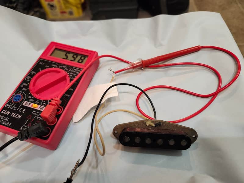 FENDER STRATOCASTER PICKUP late 1970s grey bottom rewound, meter read 5.98 image 1