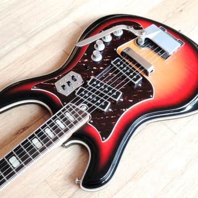 1960s Silvertone 1445 Vintage Electric Guitar by Teisco German Carve 1441 w/ gigbag & Original Strap image 9