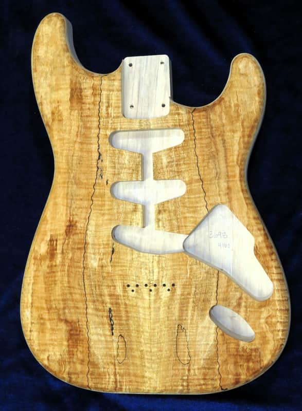 Flamed Spalted Maple Top / Aged Aspen Strat body Standard Hardtail 4lbs #3698  **IMPORTS INCLUDED image 1