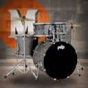 PDP Center Stage 5-Piece Drum Kit with Hardware Cymbals and Throne - Silver Sparkle (PDCE2215KTSS)