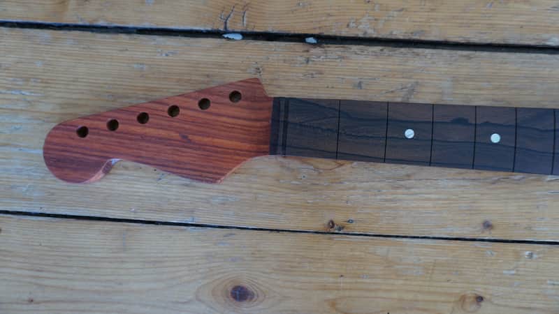 Custom Reverse head Zircote/Pudauk neck left handed fits stratocaster rare 2021 dark brown fretboard image 1