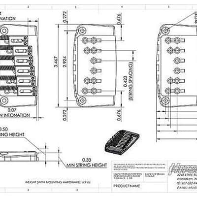 Hipshot® Ibanez Gibraltar I II Replacement Bridge~6 RH/LH~Black-Brass~USA~Brand New image 3