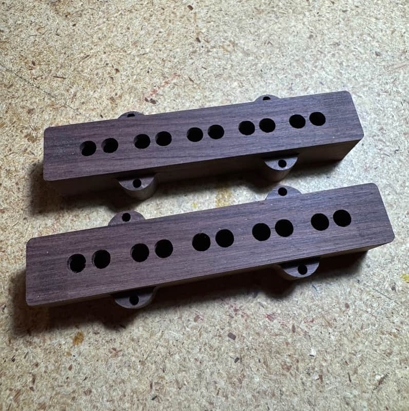 Guilford Indian Rosewood 5 String Jazz Bass Pickup Cover set - fits Seymour Duncan and Fender pickups image 1