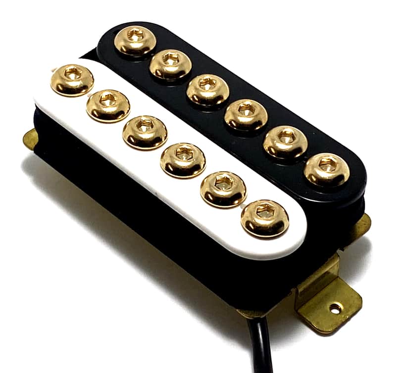 Dragonfire Zebra Crusader Bridge Position Dedicated Humbucker ~ White Black Zebra Style "B" with Gold Hex Poles image 1