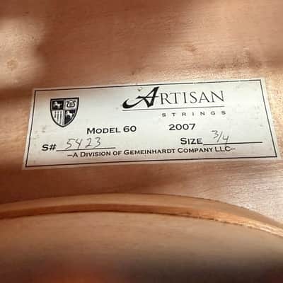 Artisan Strings Model 60 2007 S#5423 3/4 Cello Repairable Hairline Crack image 2