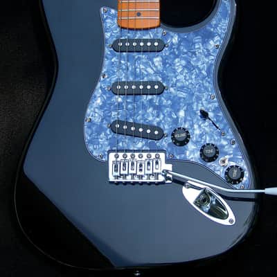 Mahogany Black Strat+7 Sound Switch+ Maple Neck w/Dual Action Truss Rod+Bridge Tone Control+TrebleBleed+Matched Custom Pickups+Leveled and Crowned Frets with Low Action Setup! image 1