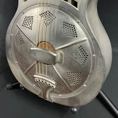 Republic Highway 61 Standard Cutaway Steel Body Resonator Guitar Antique Steel image 4