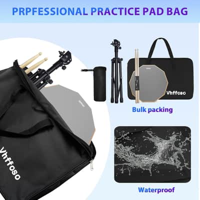 12" Double-Sided Practice Drum Pad Kit with Stand, Drumsticks & Carry Bag – Silent Snare Practice Pad for Beginners image 5