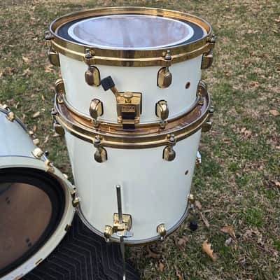 Tama Starclassic Maple MIJ 13,16,22 with matching snare 1990s - Piano White Lacquer /Gold hdwr. image 13