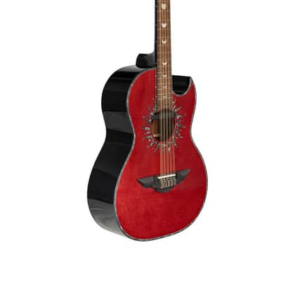 H. Jimenez Glossy Red Sparkle painted top Bajo Quinto Cutaway Electric w/ Hard wood case (LBQ1GXE-AN) image 3