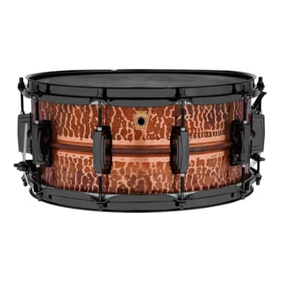 Ludwig Copper Phonic Snare Drum 14x6.5 Raw Hammered w/Black Hardware image 1