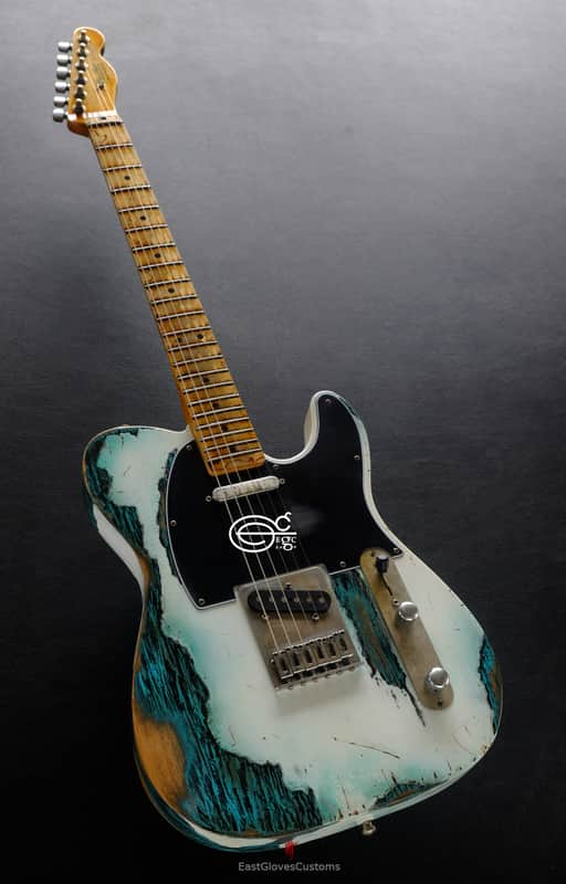 Fender Telecaster 50th Anniversary Olympic White over Blue Zebra Heavy Aged Relic (RARE) image 1