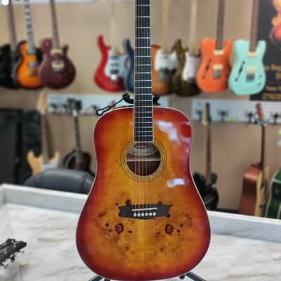 Washburn DFBDA Deep Forest Burl Dreadnought Acoustic Guitar 2022 Amber Fade image 2