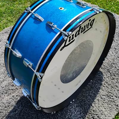 60's Ludwig 28" x 10" Blue Sparkle Orchestral/Concert/Marching Bass Drum image 6