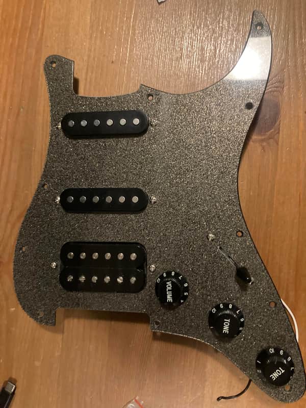 Fender Squier loaded pickguard  HSS - black image 1