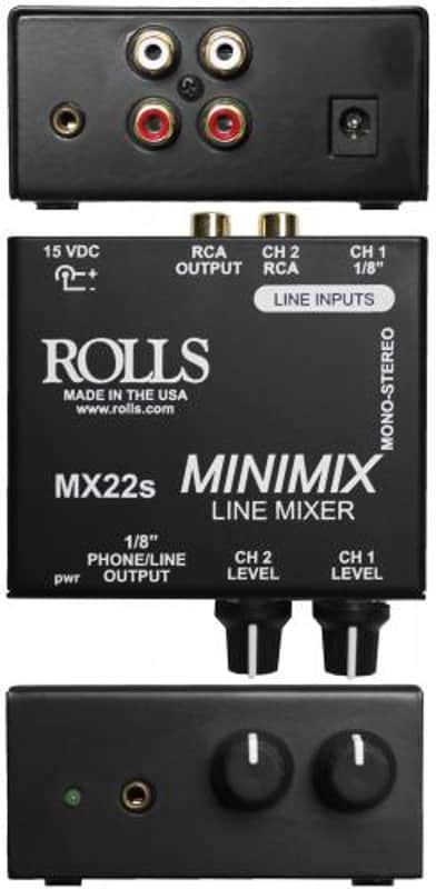 Rolls MX22-S 2-Channel Mixer with 1/8 and RCA Inputs image 1