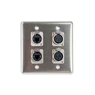 OSP Q-4-2E2XF Quad Wall Plate 2 RJ45 Tactical Ethernet Pass-through & 2 XLR Female connectors image 1