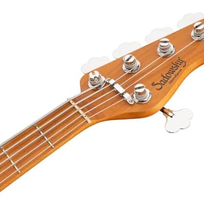 Sadowsky MetroExpress 21-Fret Vintage M/J Bass, Roasted Maple Fingerboard, 5-String - Solid Silver Metallic High Polish image 7