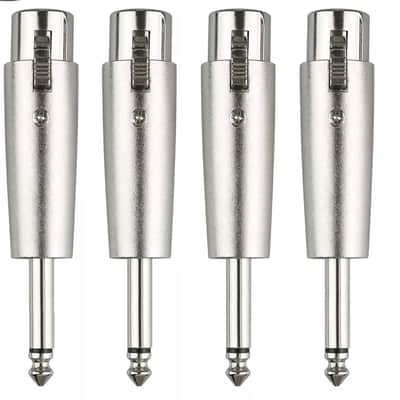 3Pin Xlr Female To 1/4" 6.35Mm Mono Male Plug Audio Cable Mic Adapter 4 Pack image 1
