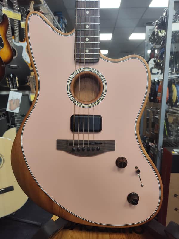 Fender American Acoustasonic Jazzmaster w/ Case - Shell Pink image 1